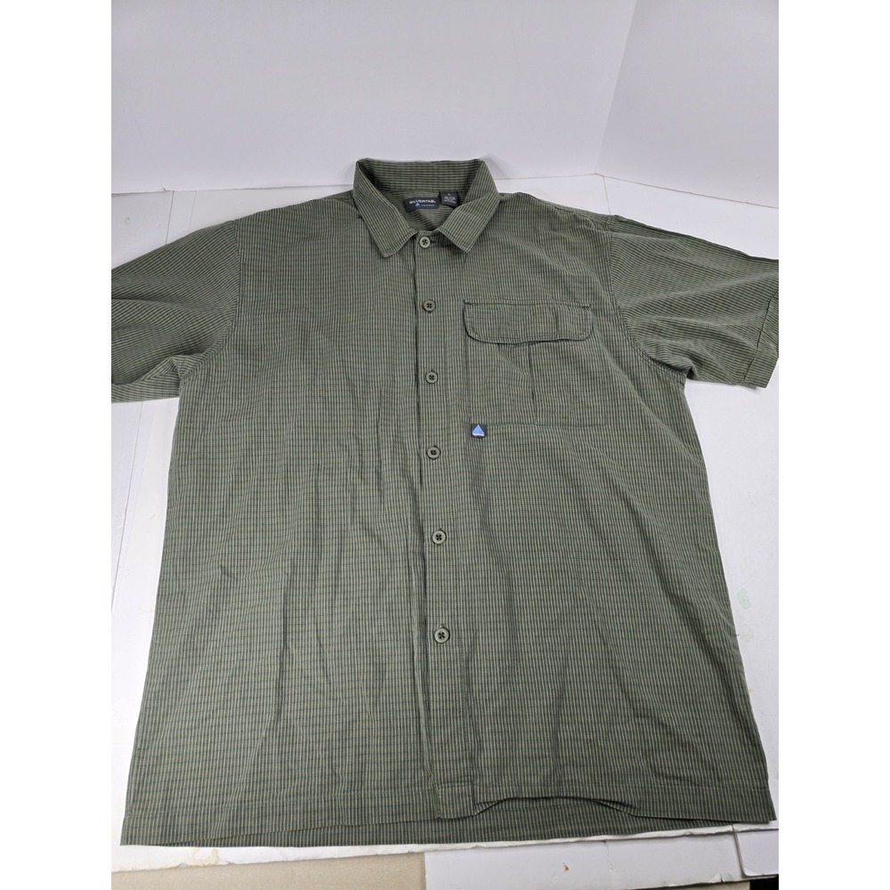 Vintage Levis Silver Tab Shirt Mens‎ L large Green Striped Short Sleeve Cotton